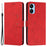 For TECNO Spark 9 Pro 4G Skin-Touch PU Leather Folio Flip Cove Imprinted Heart Shape Stand Function Wallet Phone Case with Strap -  Red - 1