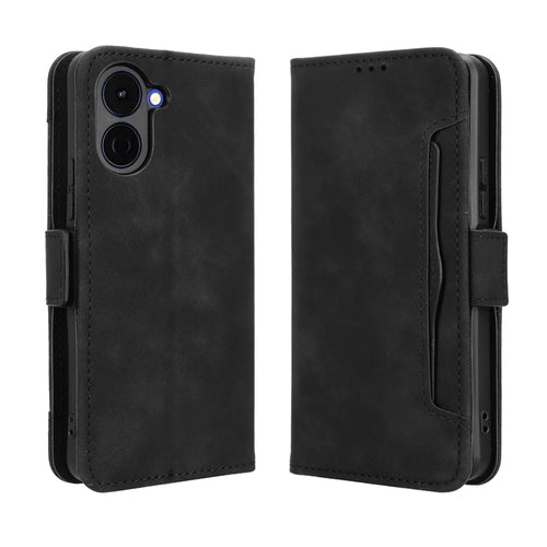 For TECNO Spark Go 3 Leather Case Phone Wallet Cover with Multiple Card Slots - Black - 1