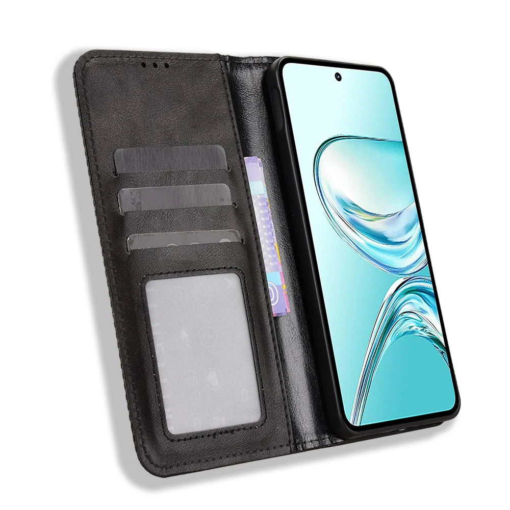For ZTE nubia Focus 2 Ultra 5G Leather Case Wallet Stand Retro Texture Phone Cover - Black - 6