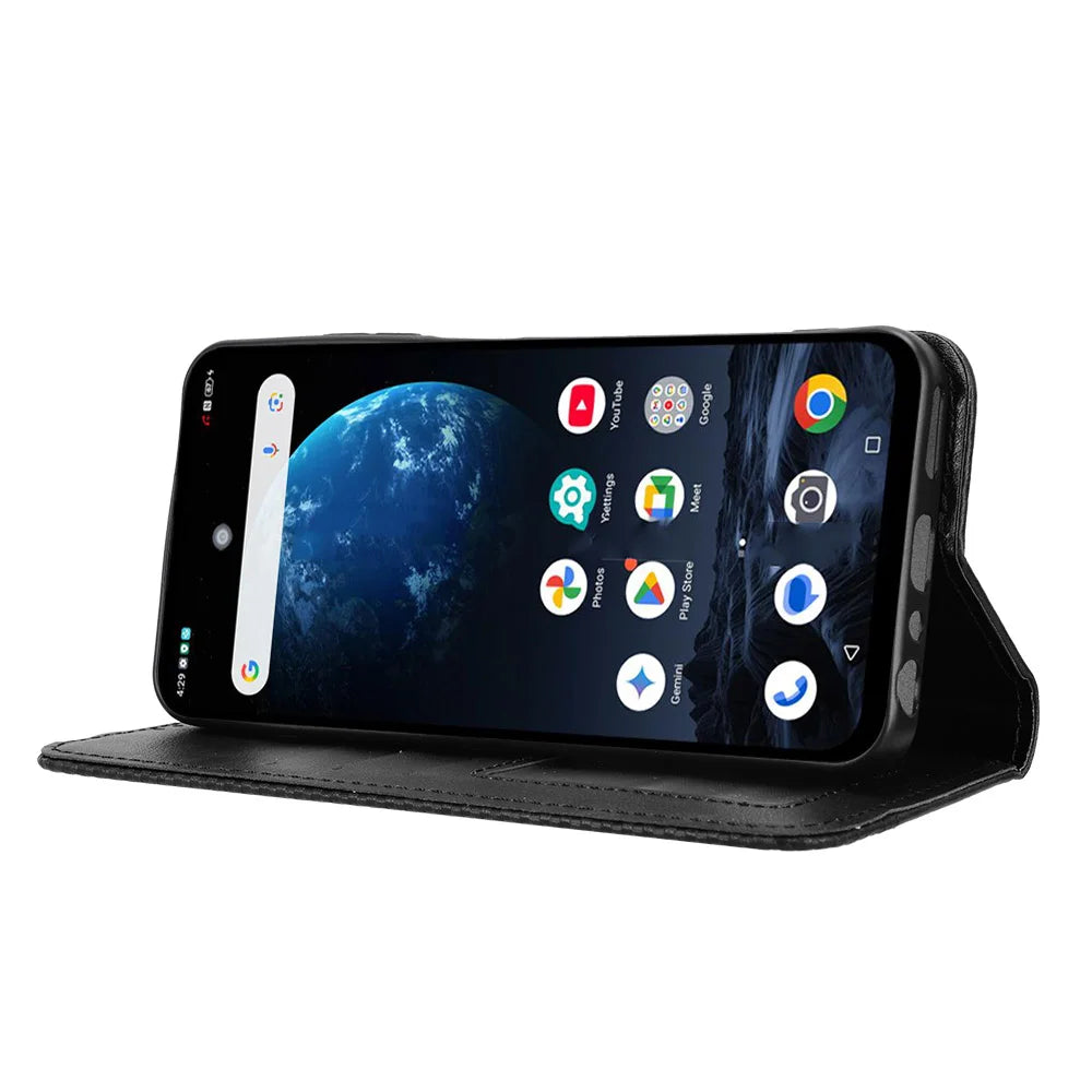 For Optus X Pro 2 5G / ZTE Nubia P9 Pro 5G Leather Case Wallet Stand Retro Texture Phone Cover - Black - 7