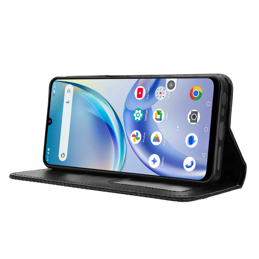 For Optus X Value 5G / ZTE Nubia P7 Pro 5G Leather Case Wallet Stand Retro Texture Phone Cover - Black - 7