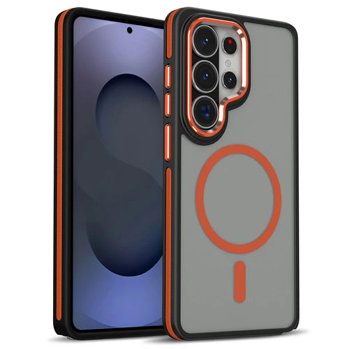 For Samsung Galaxy S26 Ultra Magnetic Case Matte Skin Touch Anti Drop TPU PC Phone Cover - Orange - 1