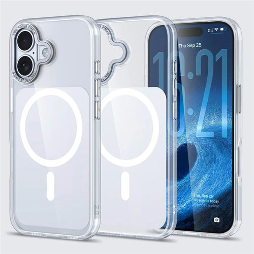 For iPhone 17 Magnetic Case Shockproof TPU PC Clear Phone Cover Compatible with MagSafe - White - 1