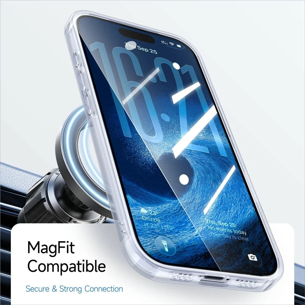 For iPhone 17 Magnetic Case Shockproof TPU PC Clear Phone Cover Compatible with MagSafe - White - 2