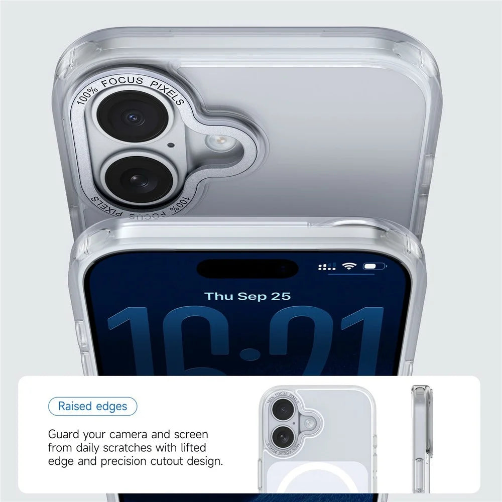 For iPhone 17 Magnetic Case Shockproof TPU PC Clear Phone Cover Compatible with MagSafe - White - 3