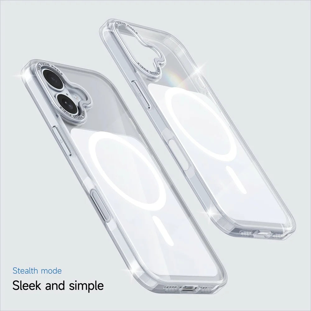 For iPhone 17 Magnetic Case Shockproof TPU PC Clear Phone Cover Compatible with MagSafe - White - 4