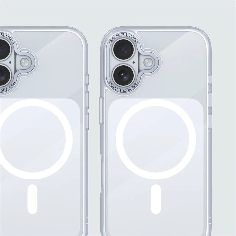For iPhone 17 Magnetic Case Shockproof TPU PC Clear Phone Cover Compatible with MagSafe - White - 7