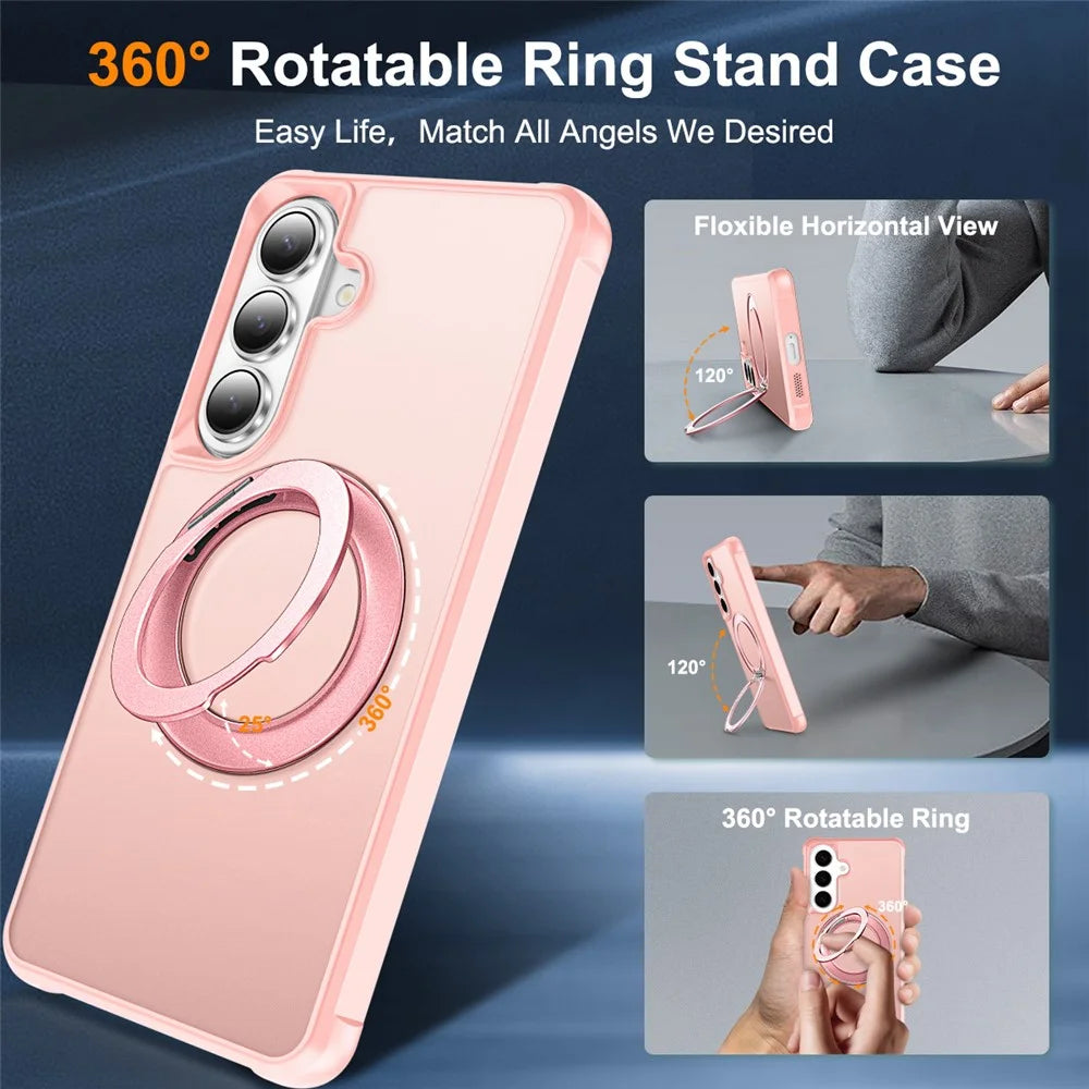 For Samsung Galaxy S26+ Case Magnetic Kickstand TPU + PC Shockproof Hybrid Phone Cover - Pink - 2