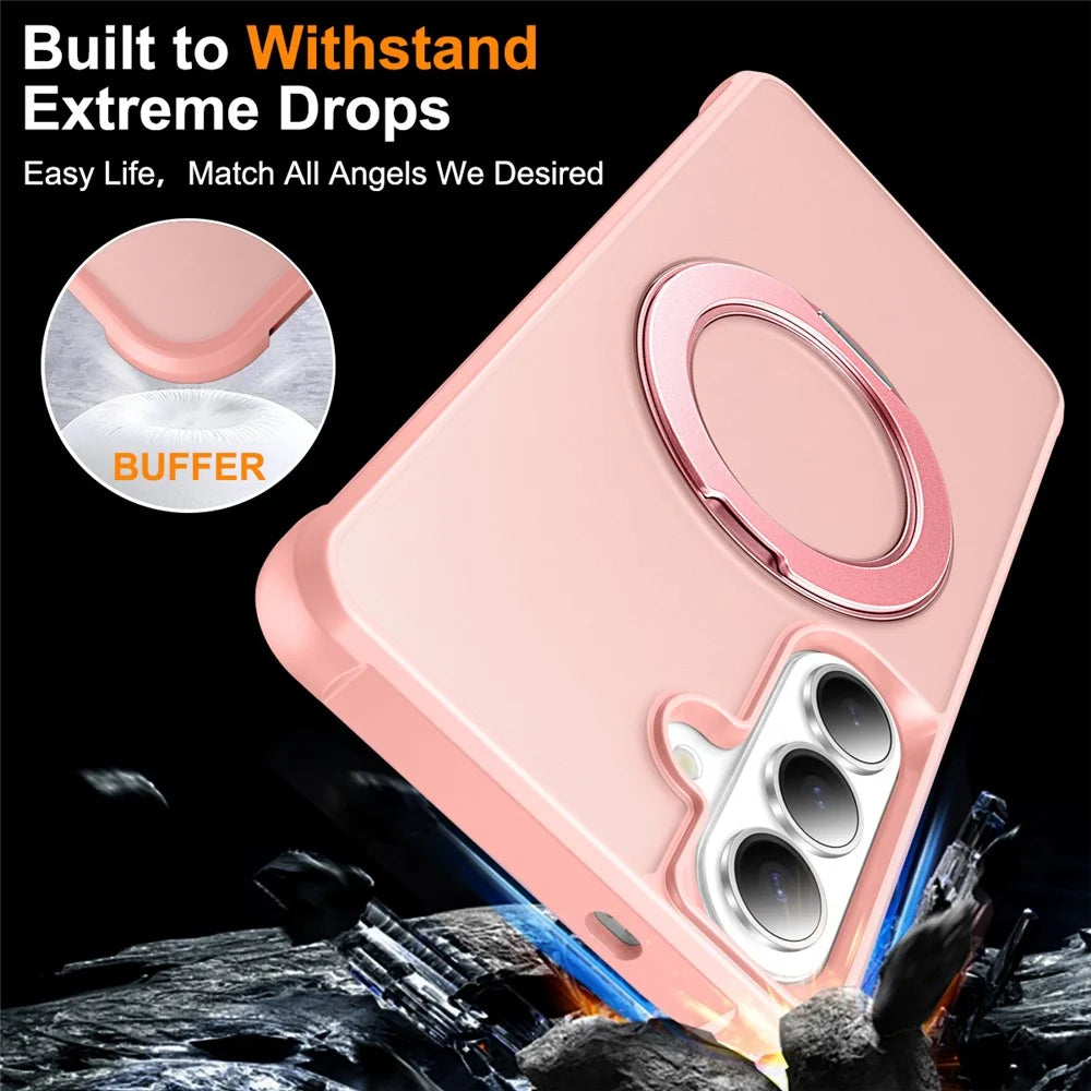 For Samsung Galaxy S26+ Case Magnetic Kickstand TPU + PC Shockproof Hybrid Phone Cover - Pink - 5