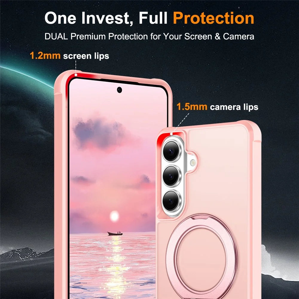 For Samsung Galaxy S26+ Case Magnetic Kickstand TPU + PC Shockproof Hybrid Phone Cover - Pink - 6