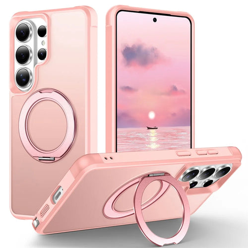 For Samsung Galaxy S26 Ultra Case Magnetic Kickstand TPU + PC Shockproof Hybrid Phone Cover - Pink - 1