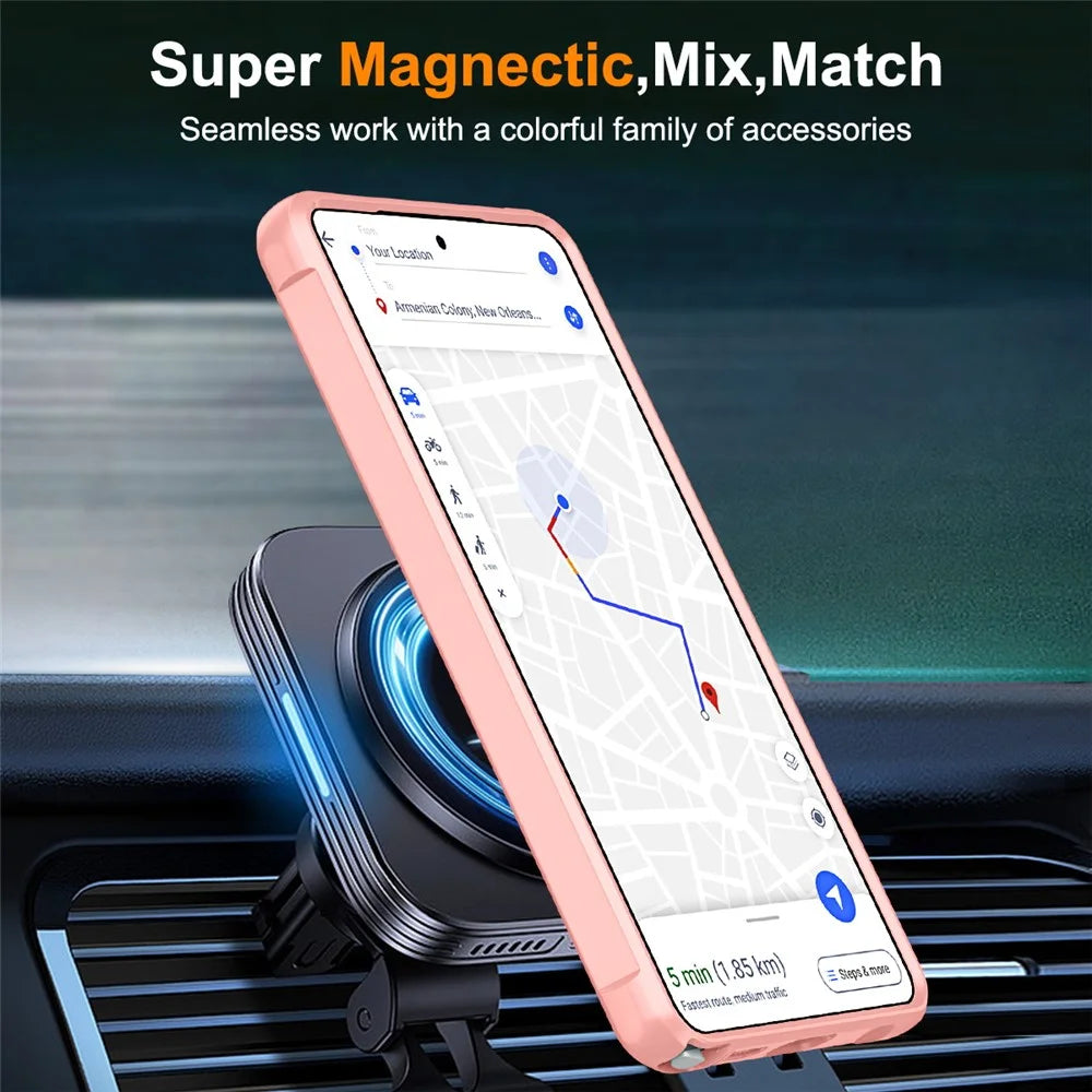 For Samsung Galaxy S26 Ultra Case Magnetic Kickstand TPU + PC Shockproof Hybrid Phone Cover - Pink - 4