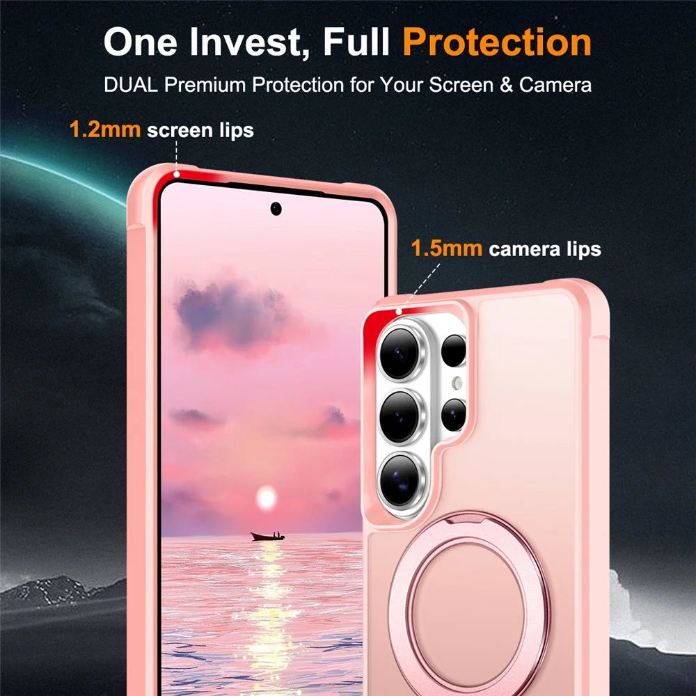 For Samsung Galaxy S26 Ultra Case Magnetic Kickstand TPU + PC Shockproof Hybrid Phone Cover - Pink - 6