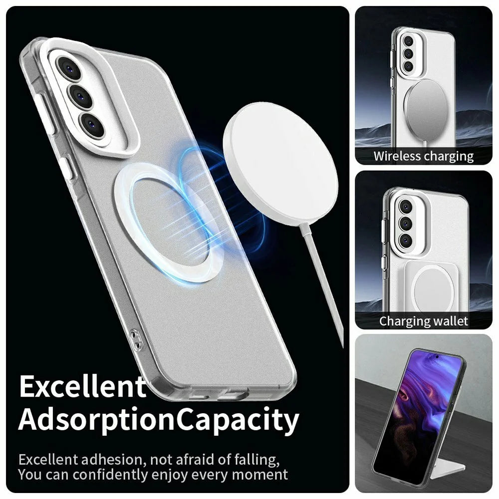 For Samsung Galaxy A57 5G Magnetic Case Anti Drop Hybrid Phone Back Cover - White - 2