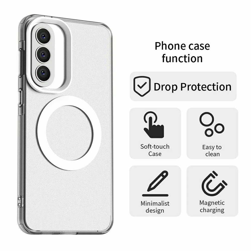 For Samsung Galaxy A57 5G Magnetic Case Anti Drop Hybrid Phone Back Cover - White - 5