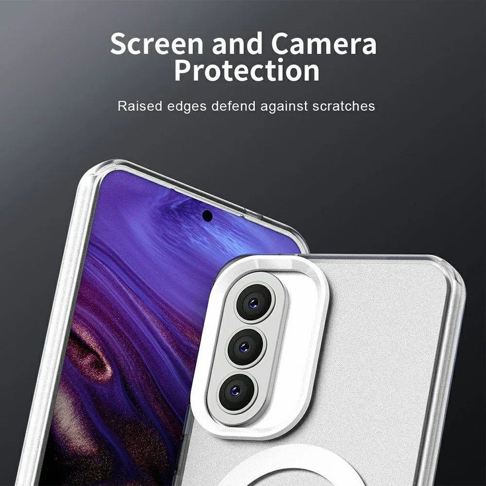 For Samsung Galaxy A57 5G Magnetic Case Anti Drop Hybrid Phone Back Cover - White - 6
