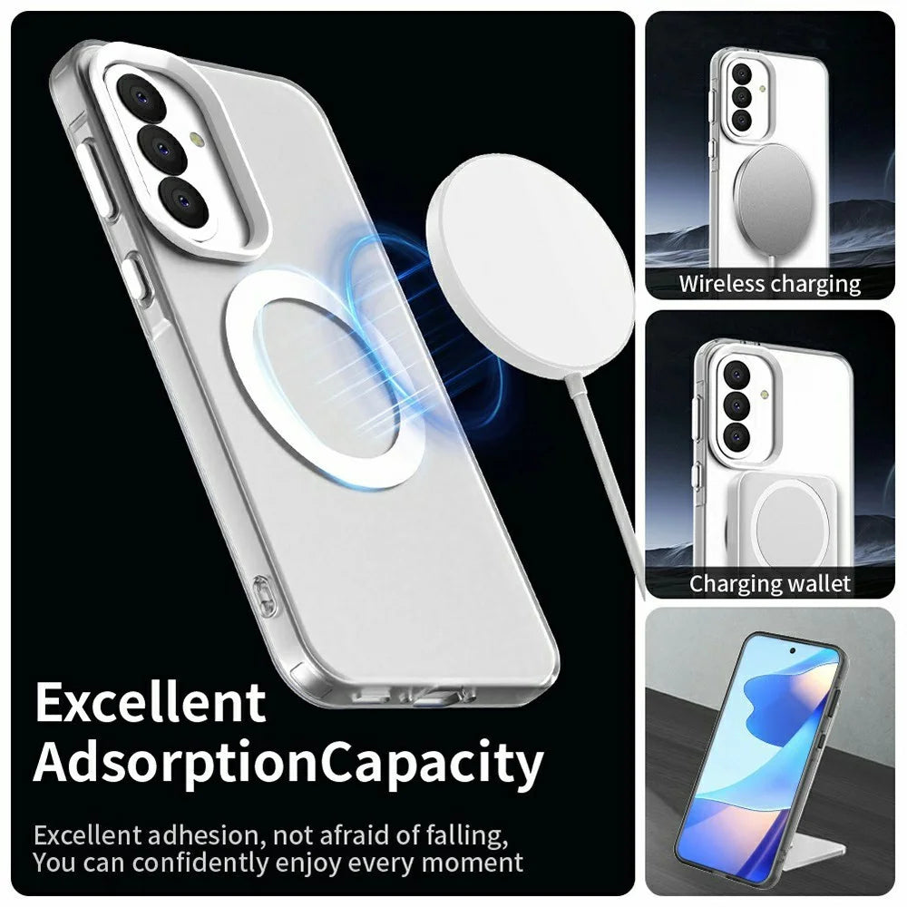 For Samsung Galaxy A37 5G Magnetic Case Anti Drop Hybrid Phone Back Cover - White - 2