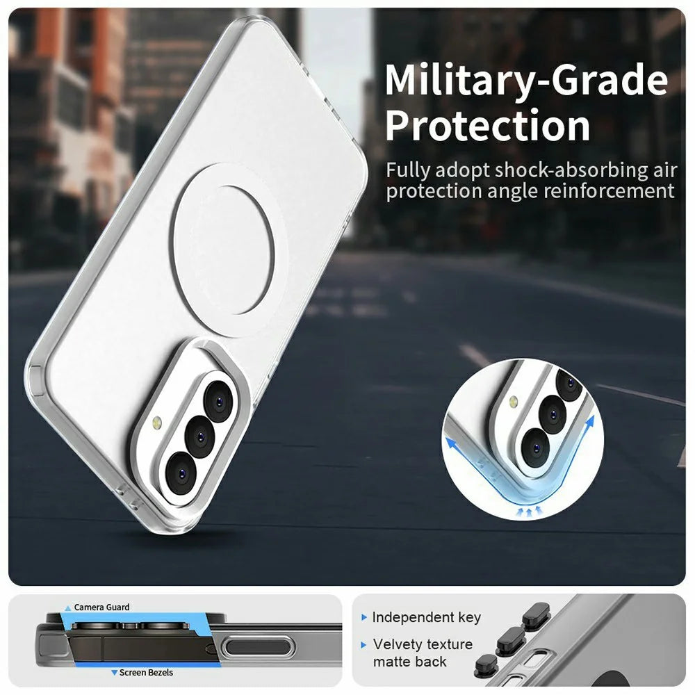 For Samsung Galaxy A37 5G Magnetic Case Anti Drop Hybrid Phone Back Cover - White - 7