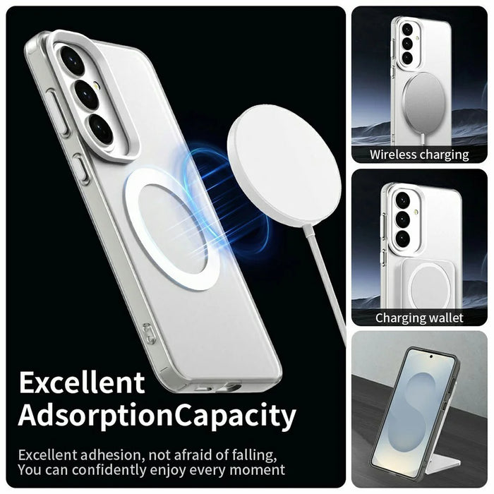 For Samsung Galaxy S26 Magnetic Case Anti Drop Hybrid Phone Back Cover - White - 2