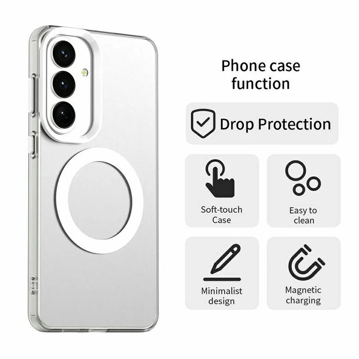 For Samsung Galaxy S26 Magnetic Case Anti Drop Hybrid Phone Back Cover - White - 5