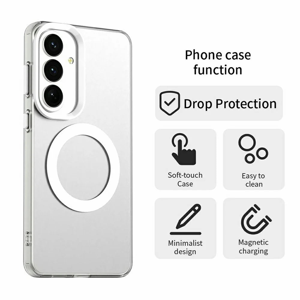 For Samsung Galaxy S26+ Magnetic Case Anti Drop Hybrid Phone Back Cover - Silver - 5