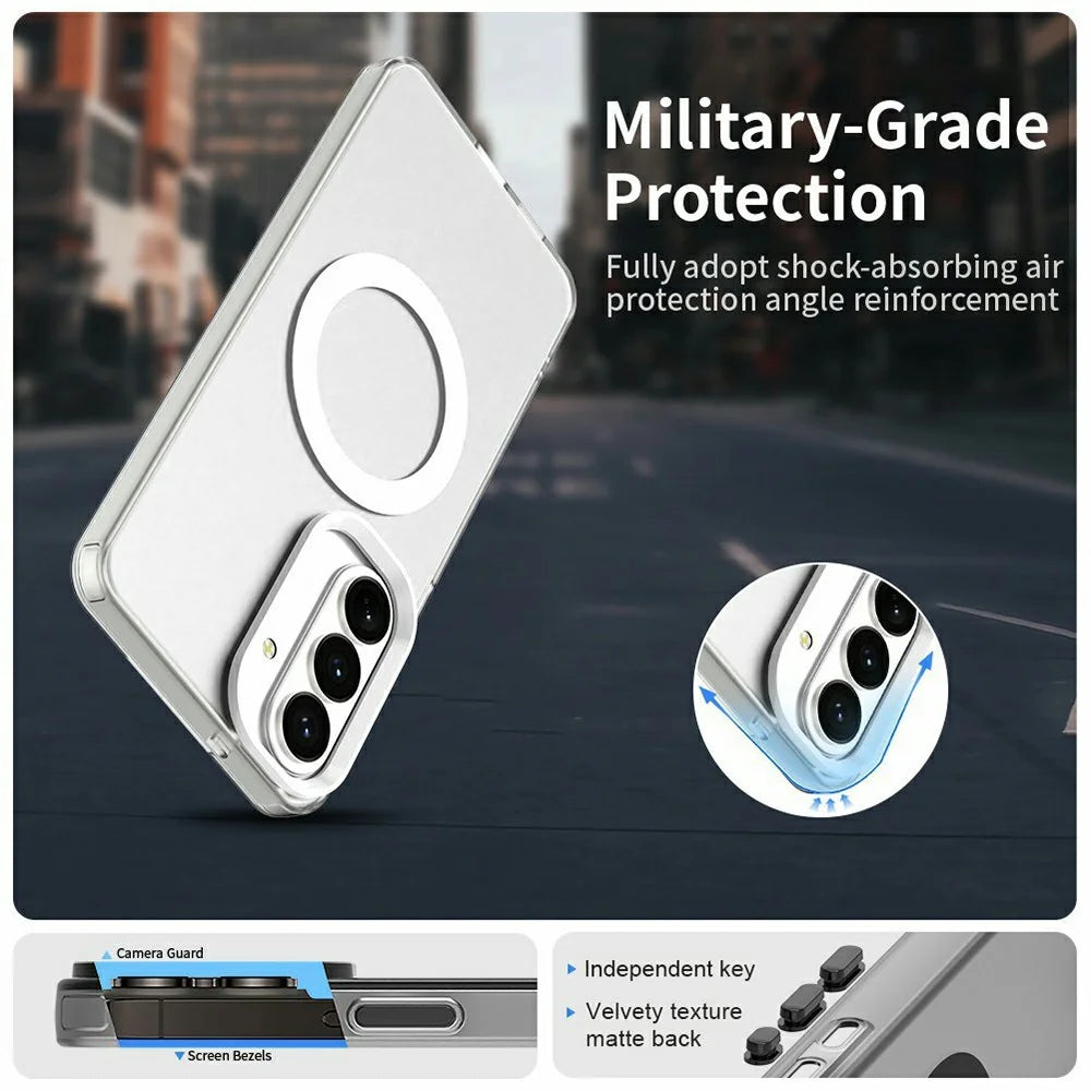 For Samsung Galaxy S26+ Magnetic Case Anti Drop Hybrid Phone Back Cover - Silver - 7