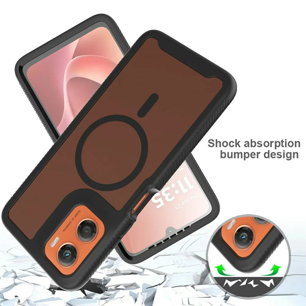 For Motorola Moto G06 Power 4G / G06 4G Magnetic Phone Case 3 in 1 Translucent Skin Touch PC TPU Back Cover with PET Screen Film - Black - 5