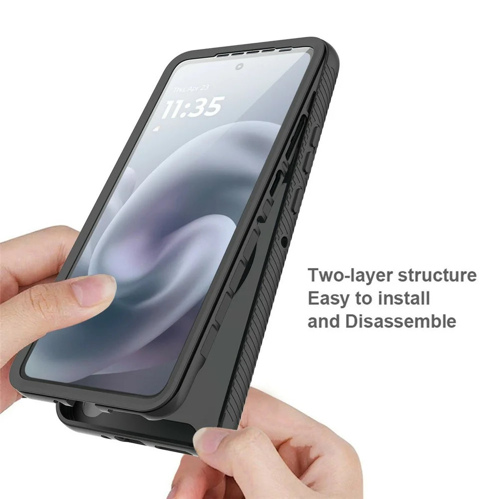 For Motorola Moto G86 5G Magnetic Phone Case 3 in 1 Translucent Skin Touch PC TPU Back Cover with PET Screen Film - Black - 2