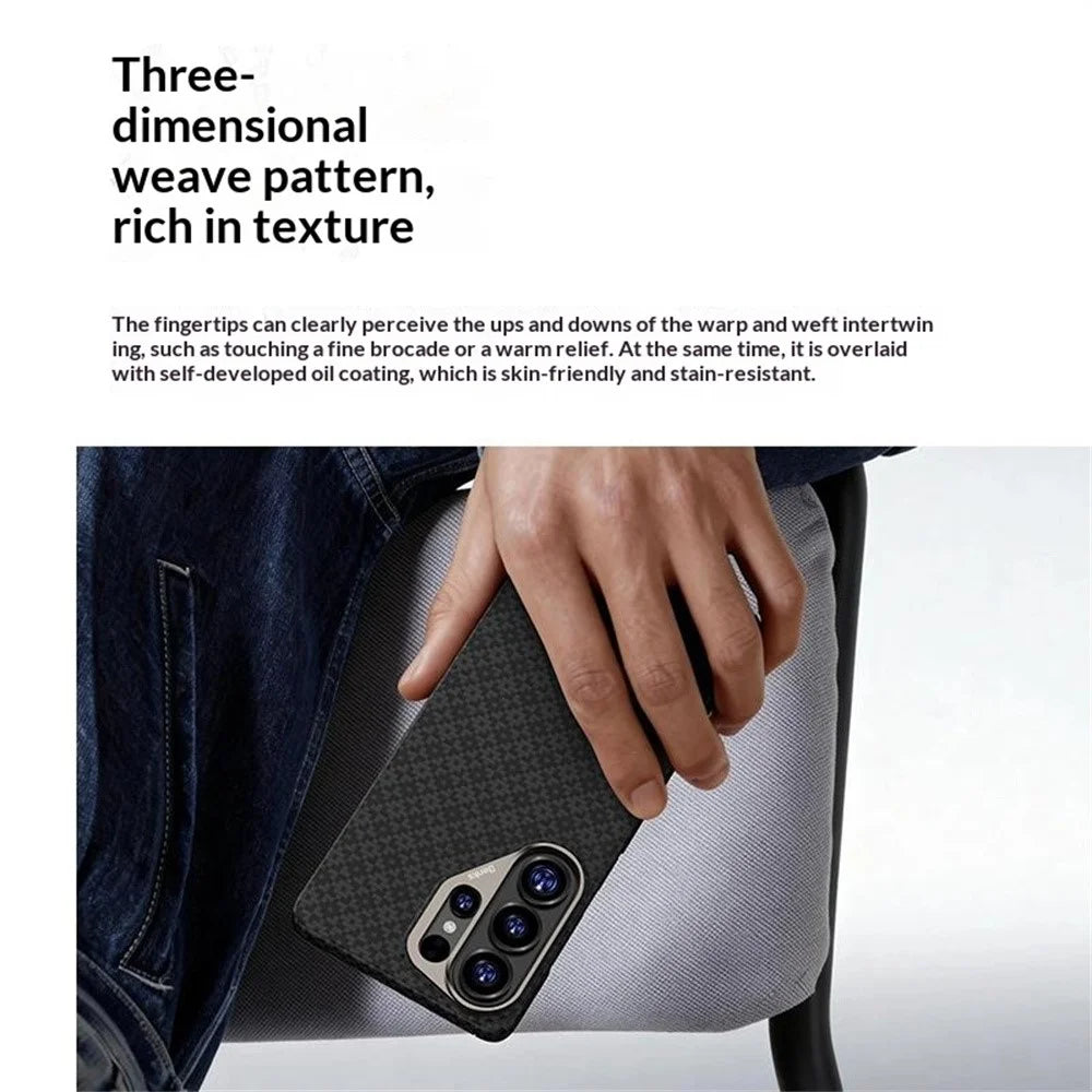 BENKS C1 For Samsung Galaxy S26 Ultra Magnetic Case Aramid Fiber Diamond Texture Woven Phone Cover - Black - 4