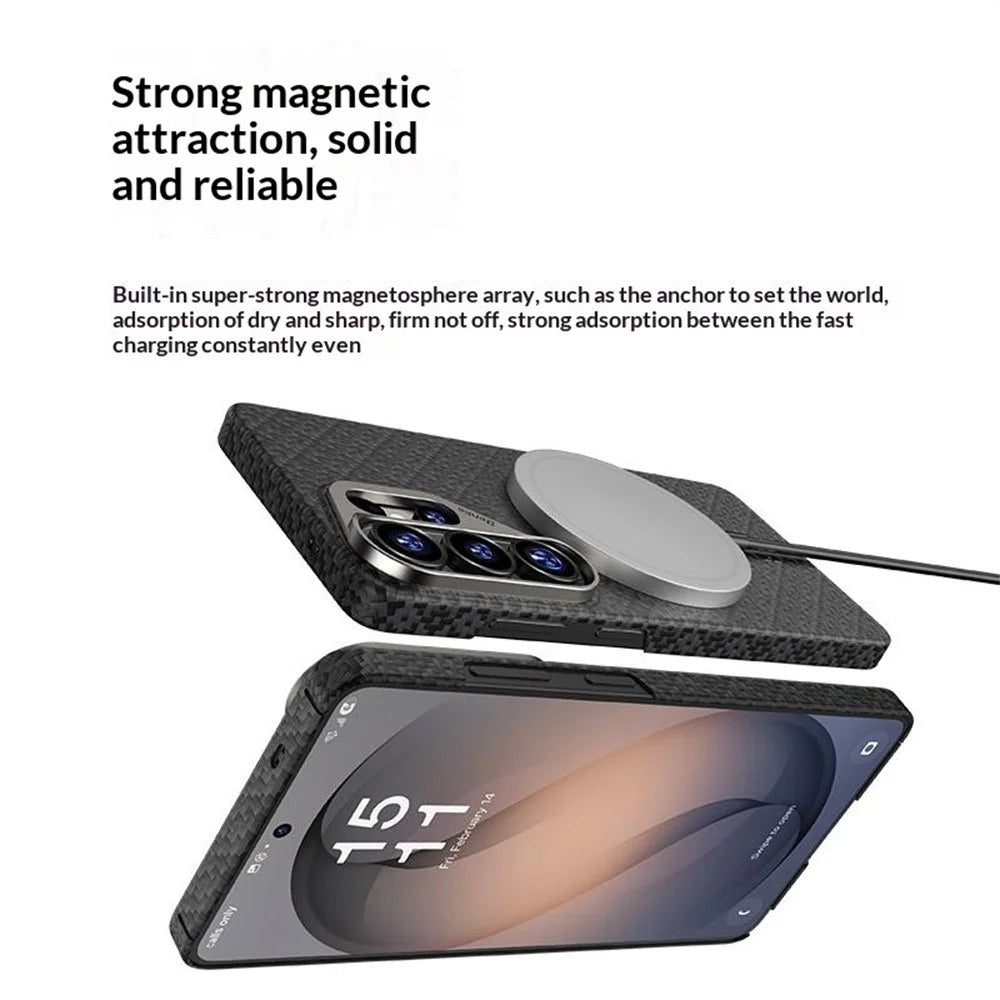 BENKS C1 For Samsung Galaxy S26 Ultra Magnetic Case Aramid Fiber Diamond Texture Woven Phone Cover - Black - 5