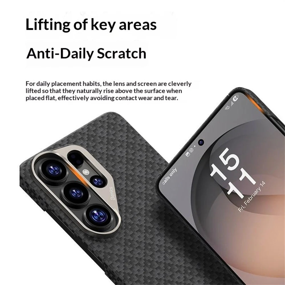 BENKS C1 For Samsung Galaxy S26 Ultra Magnetic Case Aramid Fiber Diamond Texture Woven Phone Cover - Black - 6