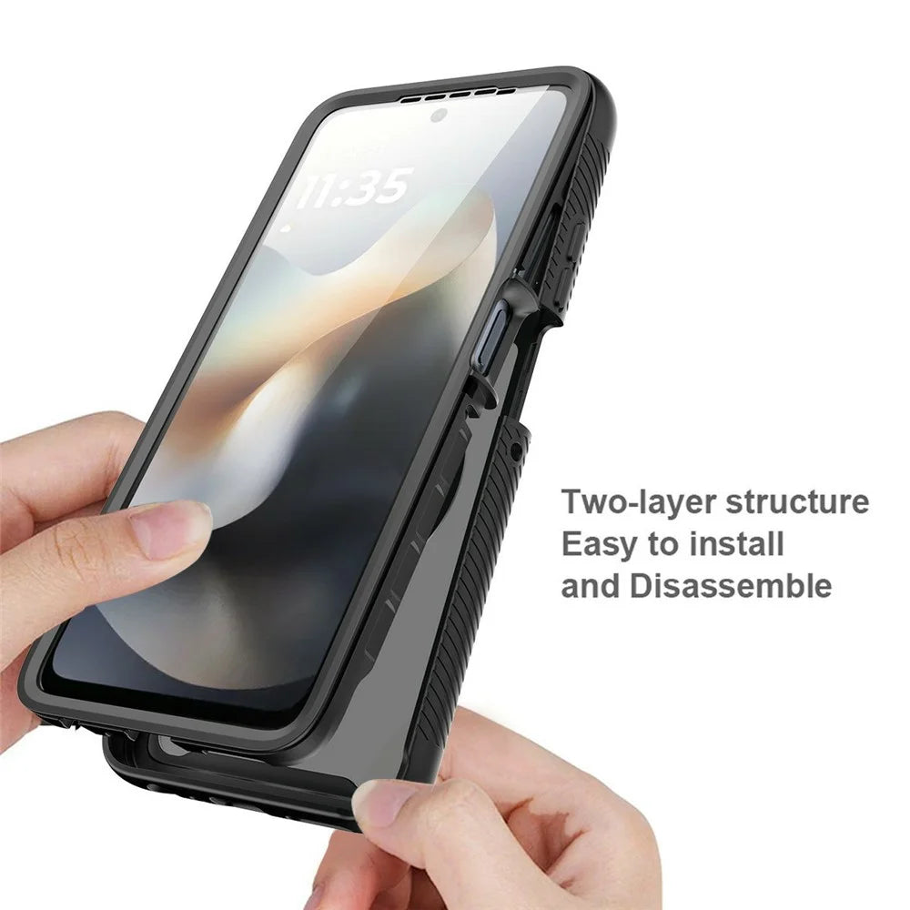 For Motorola Moto G56 5G Magnetic Phone Case 3 in 1 Translucent Skin Touch PC TPU Back Cover with PET Screen Film - Black - 2