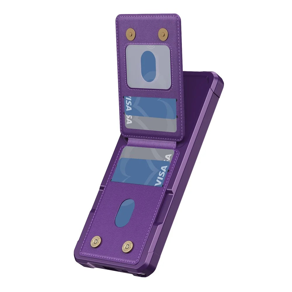 For Samsung Galaxy S26 Ultra Case with Card Slot Kickstand PU Leather + TPU Phone Cover - Purple - 3