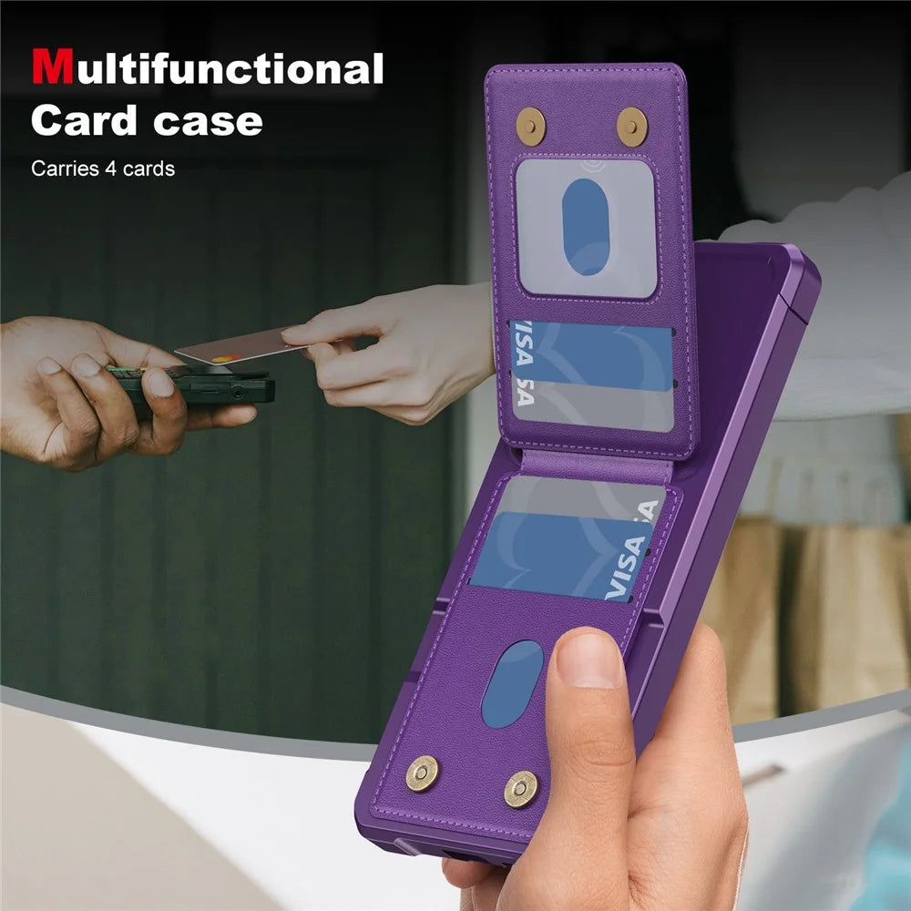 For Samsung Galaxy S26 Ultra Case with Card Slot Kickstand PU Leather + TPU Phone Cover - Purple - 4