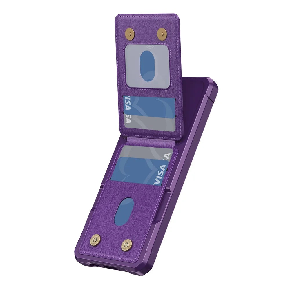 For Samsung Galaxy S26+ Case with Card Slot Kickstand PU Leather + TPU Phone Cover - Purple - 3