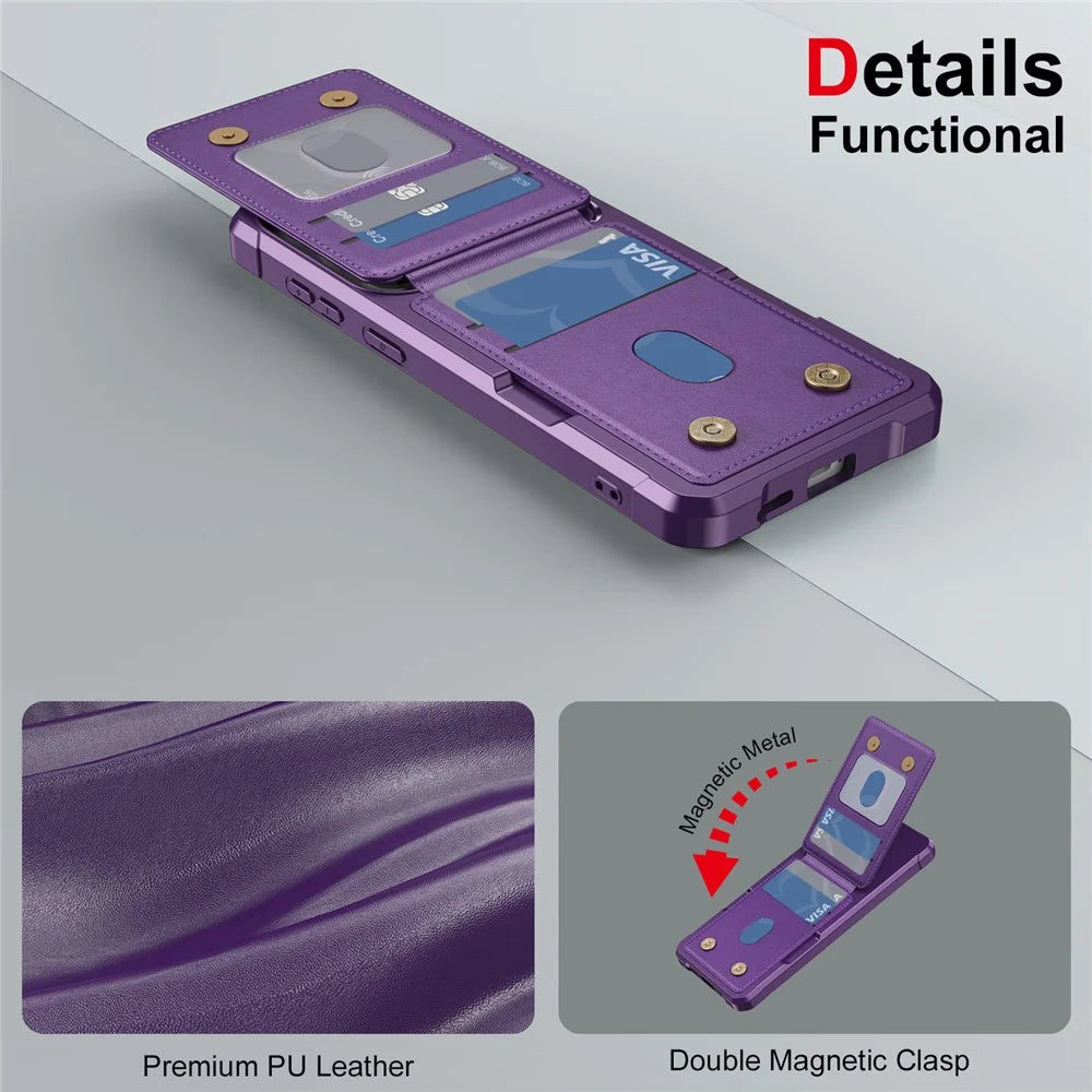 For Samsung Galaxy S26+ Case with Card Slot Kickstand PU Leather + TPU Phone Cover - Purple - 7