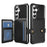 For Samsung Galaxy S26+ Case with Card Holder PU Leather + TPU Phone Back Cover - Black - 1