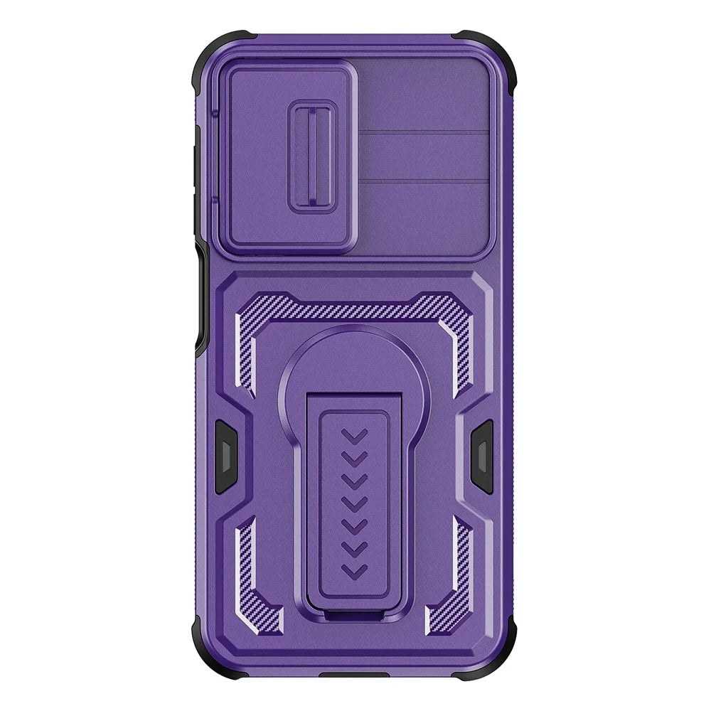 For Samsung Galaxy A18 5G / A18 4G / A26 5G / A17 5G / A17 4G Case Slide Lens Shield PC + TPU Kickstand Phone Cover - Purple - 2