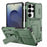 For Samsung Galaxy S25 Ultra Case Slide Lens Shield PC + TPU Kickstand Phone Cover - Green - 1