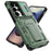 For Samsung Galaxy S25 Ultra Case Slide Lens Shield PC + TPU Kickstand Phone Cover - Green - 3