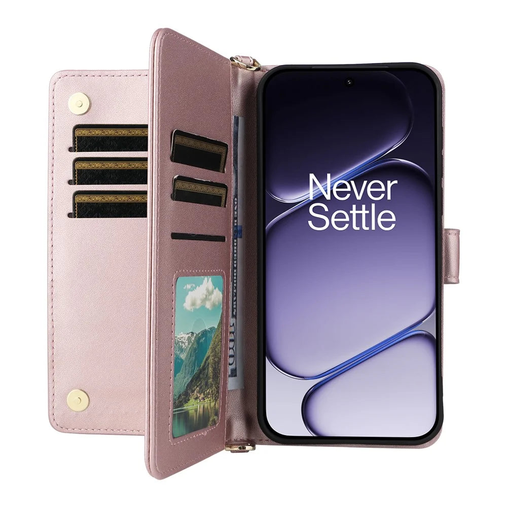 For OnePlus Nord CE6 5G / Nord 6 5G / Turbo 6V 5G / Turbo 6 5G Leather Case Stand Wallet Phone Cover with Shoulder  /  Wrist Strap - Pink - 2