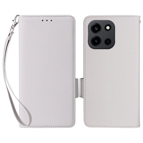 Phone Case For OnePlus Nord CE6 5G / Nord 6 5G / Turbo 6V 5G / Turbo 6 5G Litchi Texture Wallet Leather Phone Cover with Wrist Strap - White - 1