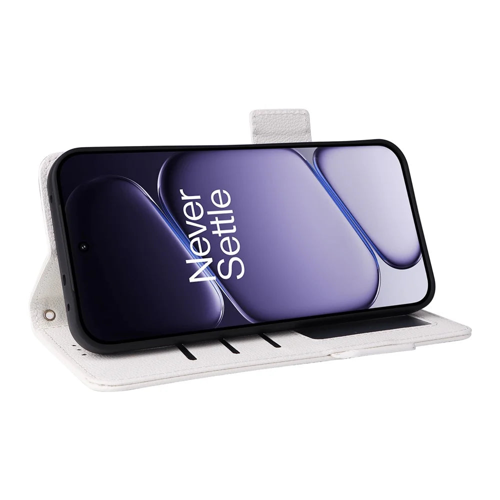 Phone Case For OnePlus Nord CE6 5G / Nord 6 5G / Turbo 6V 5G / Turbo 6 5G Litchi Texture Wallet Leather Phone Cover with Wrist Strap - White - 3