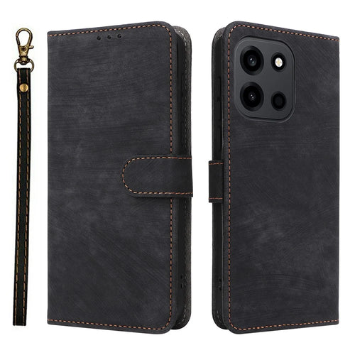 Phone Case For OnePlus Nord CE6 5G / Nord 6 5G / Turbo 6V 5G / Turbo 6 5G Wallet RFID Blocking PU Leather Phone Cover Stand with Strap - Black - 1