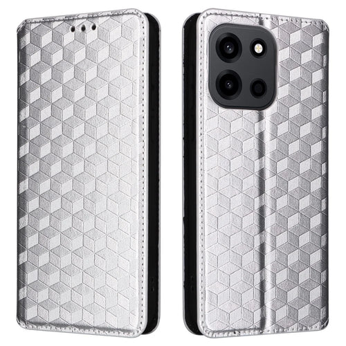 Phone Case for OnePlus Nord CE6 5G / Nord 6 5G / Turbo 6V 5G / Turbo 6 5G Wallet Rhombus Imprinted PU Leather Phone Cover - Silver - 1