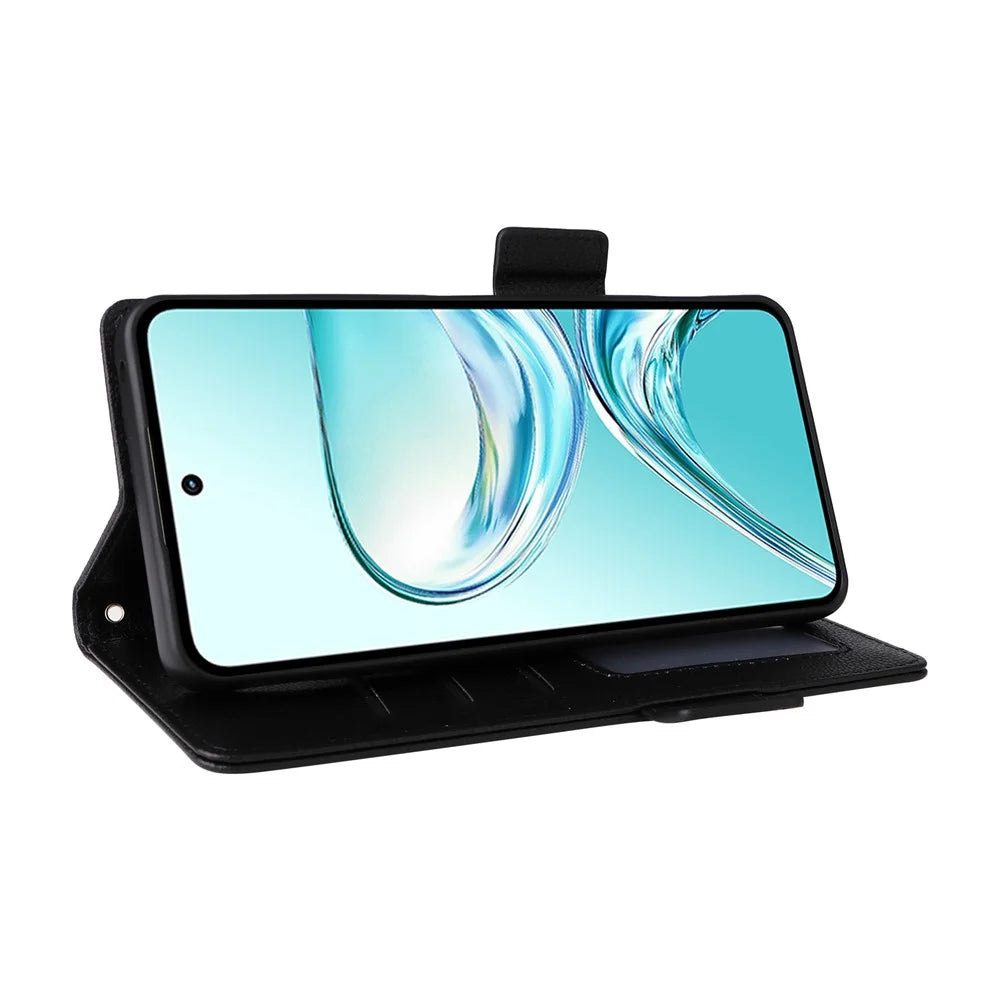 Phone Case For ZTE nubia Focus 2 Ultra 5G Litchi Texture Wallet Leather Phone Cover with Wrist Strap - Black - 3