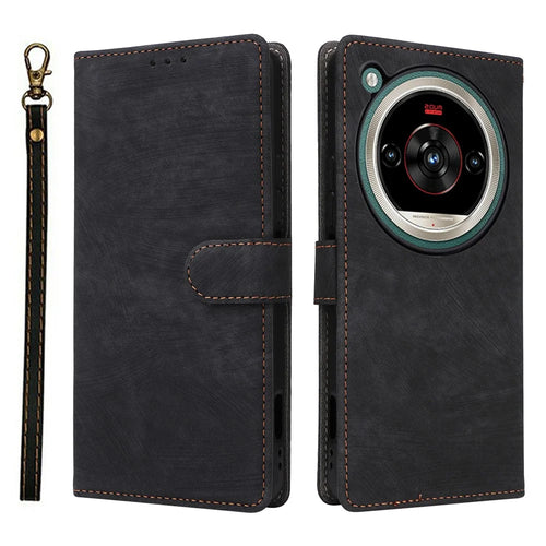 Phone Case For ZTE nubia Focus 2 Ultra 5G Wallet RFID Blocking PU Leather Phone Cover Stand with Strap - Black - 1