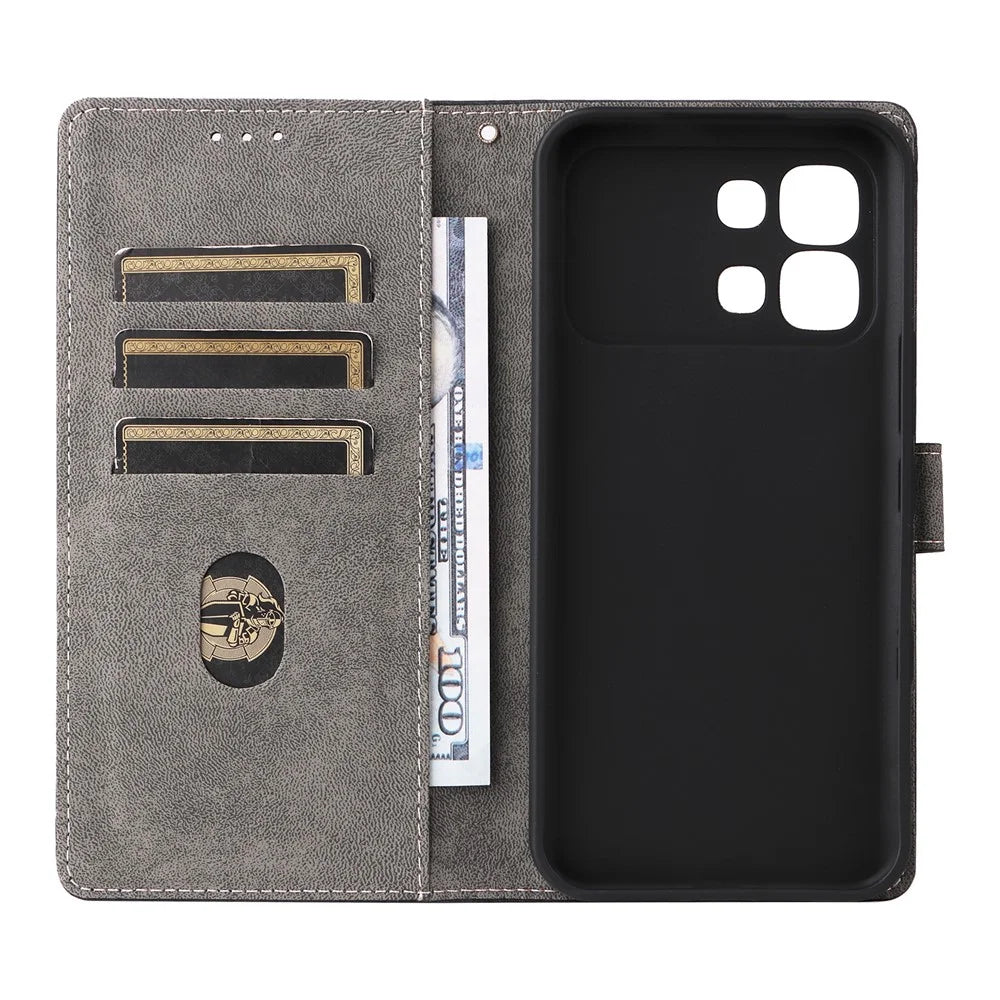 Phone Case For Infinix Note Edge 5G Wallet RFID Blocking PU Leather Phone Cover Stand with Strap - Black - 5
