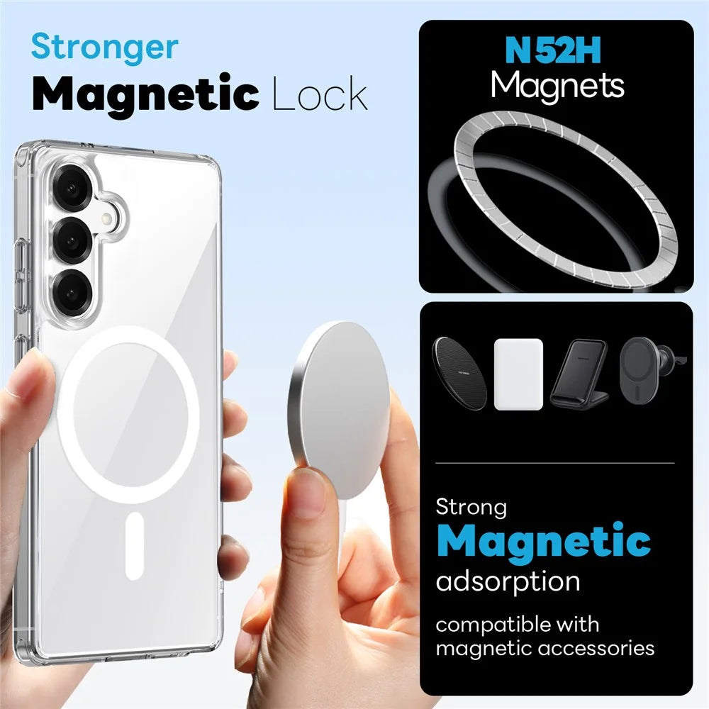 NORTHJO For Samsung Galaxy S26  /  S26 Pro Magnetic Case PC + TPU Phone Cover Set with Front Screen Protector + Lens Film - Transparent - 2