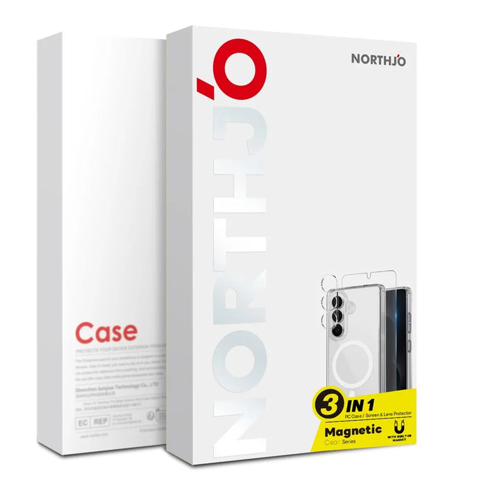 NORTHJO For Samsung Galaxy S26 Ultra Magnetic Case PC + TPU Phone Cover Set with Front Screen Protector + Lens Film - Transparent - 5